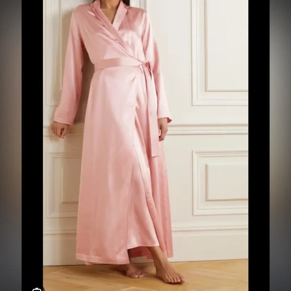 La Perla Vestaglia Long Silk Wrap Robe powder pink maxi